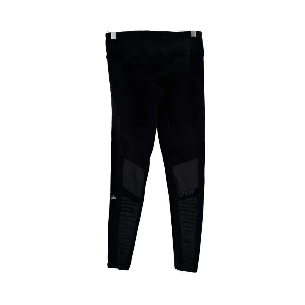ALO Leggings Size S Black Ribbed Workout Activewear Athetic